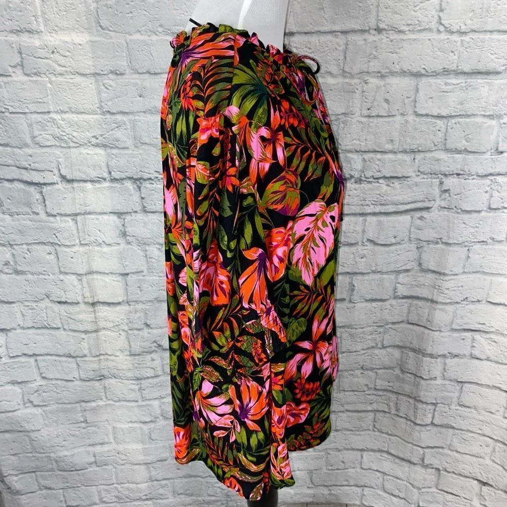 Terra & Sky women 1X 16W-18W tropical print short sleeve peasant top brand new - Picture 6 of 12